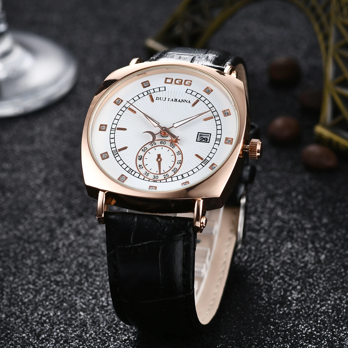 Top New Men Watches Luxury Square Casual Quartz Watch For Men Leather Strap Date Calendar Watches Relogio Masculino Mens Watch