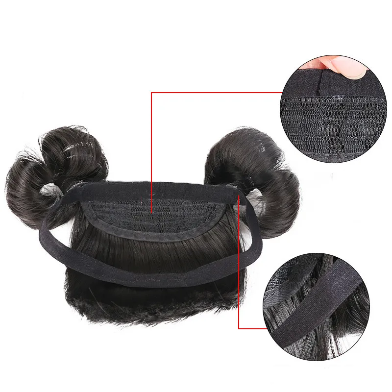 Hair Accessories Fashion Cute Double Buns Baby Girl Hair Wig Hat Cap Hairpiece Newborn Children Kids Girls Headbands Headwear