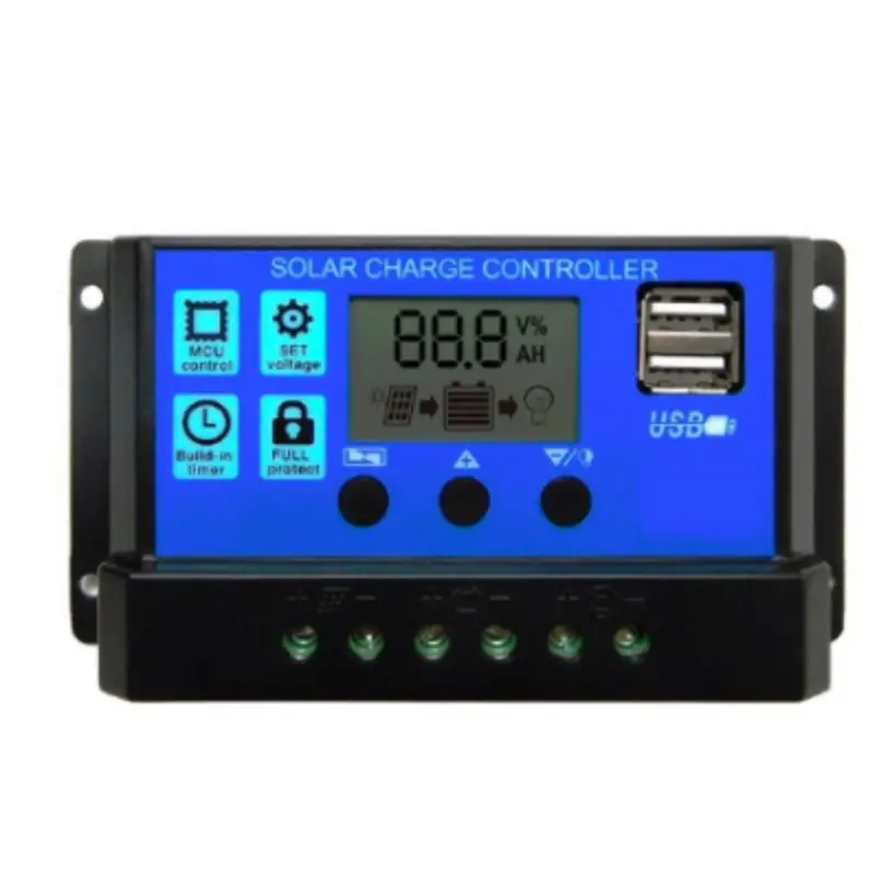 10A 20A 30A PWM Solar Charge Controller 12V 24V Automatic Solar Cells Charging Board Controller USB 5V LCD Display PV Regulator