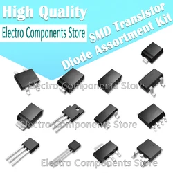 Kit surtido de transistores y diodos SMD SOT-23, S9012, S9013, S9014, S9015, S9018, S8550, S8050, BAV70, BAV99 SMA, 350 unidades, 35valuesX10PCS