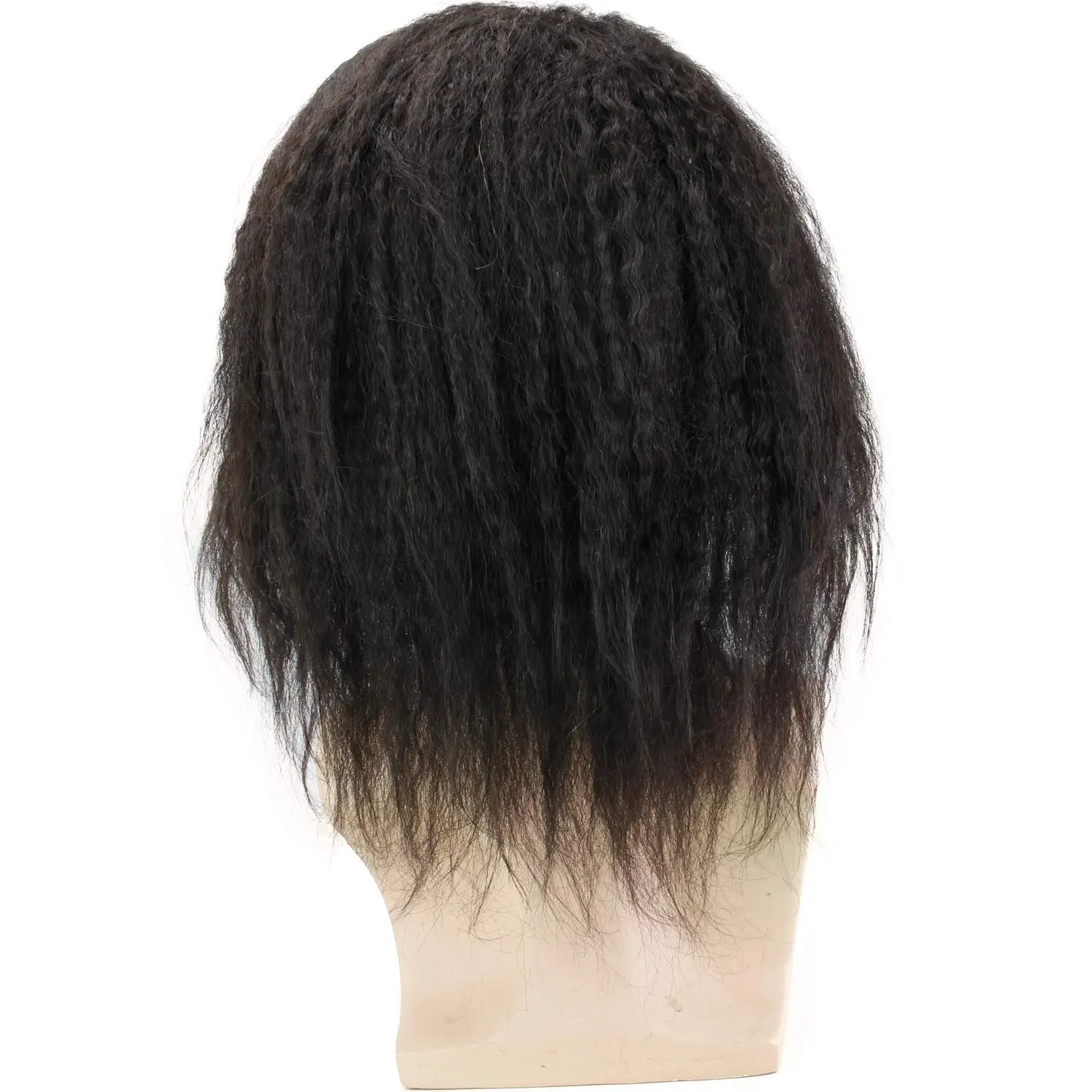 12in Long Kinky Straight Human Hair Toupee for Men, Mono Lace, PU Around, Swiss Lace Front, 10x8