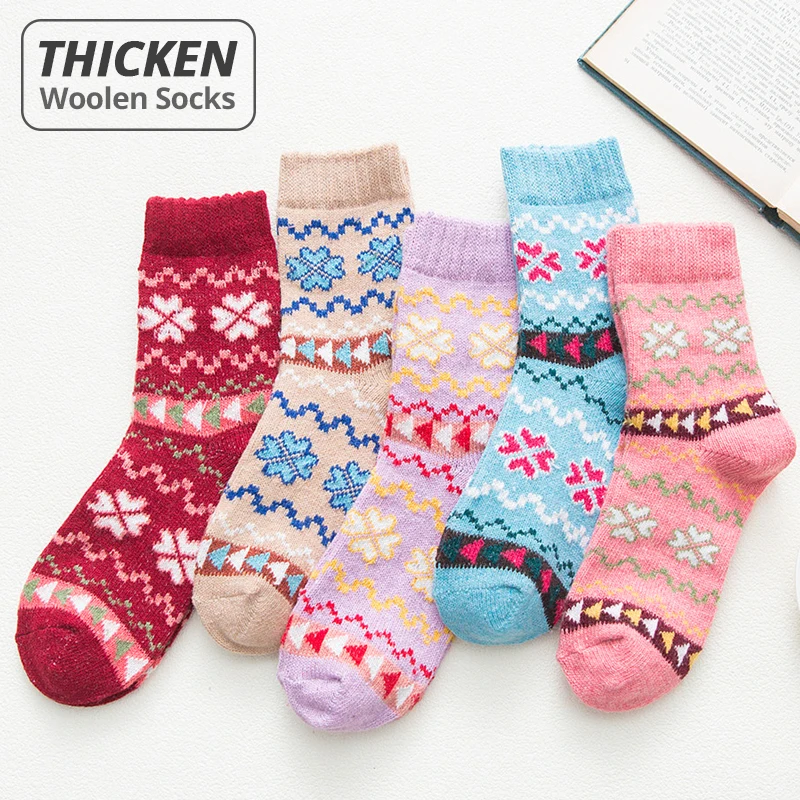 HSS 2020 Style Women Socks Warm Wool Winter Sox High Quality Thick Cotton Casual Harajuku Snowflake Pattern sock Student Hosiery