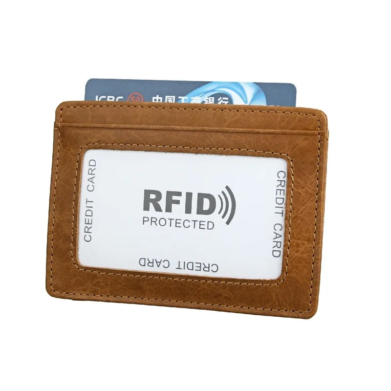 

Anti-theft Card Holder Leather Rfid ID Card Holder Custom Retro Ultra-thin Card Holder Bank Card Holder