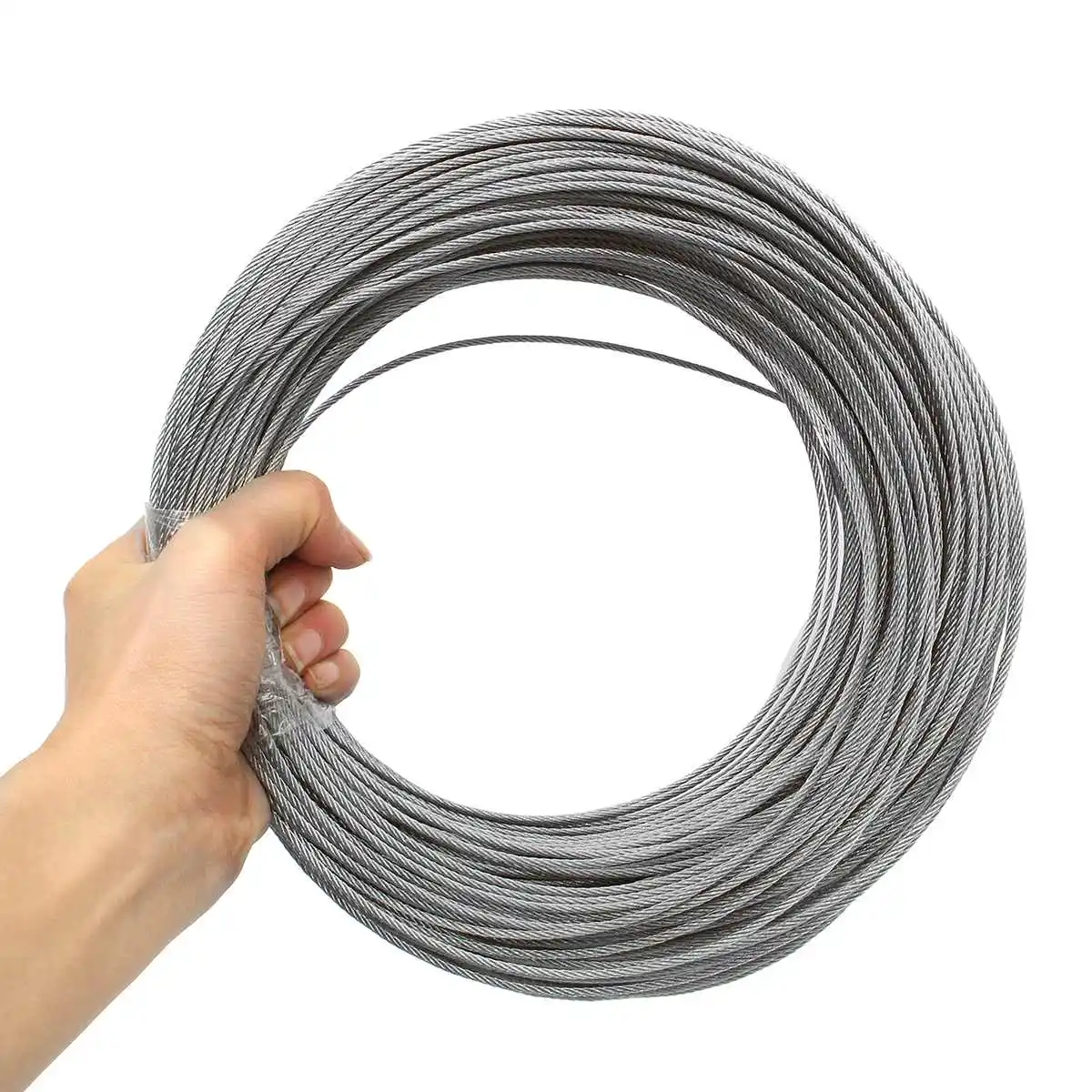 100M 50M304 Stainless Steel 1mm 1.5mm 2mm Diameter Steel Wire bare Rope lifting Cable line Clothesline Rustproof 7X7