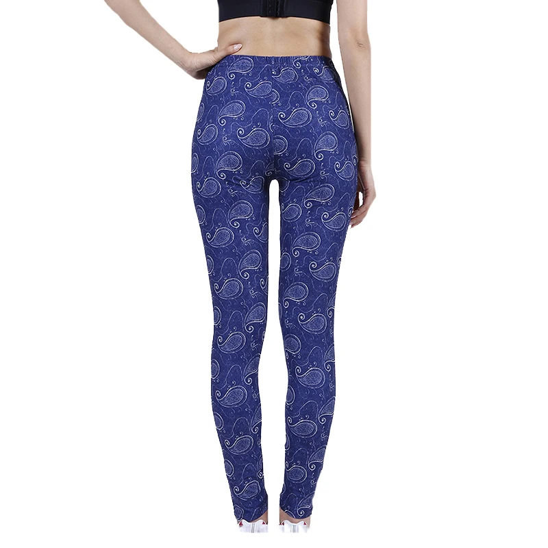 YSDNCHI azul marino con flores de anacardo mujer polainas Jeggings Sexy Leggin pantalones Sexy nuevo estampado moda de correr Pantalones