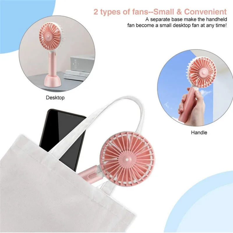 مروحة يدوية صغيرة USB مروحة مكتب مروحة محمولة شخصية صغيرة 3 سرعة قابل للتعديل مروحة شخصية للسفر في الهواء الطلق المنزل والمكتب