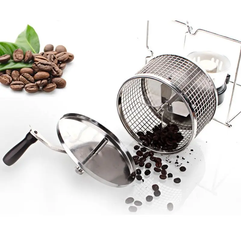 Protable Manual Handy Coffee Bean Roaster Set Stainless Steel Mill Hand Crank Dropship