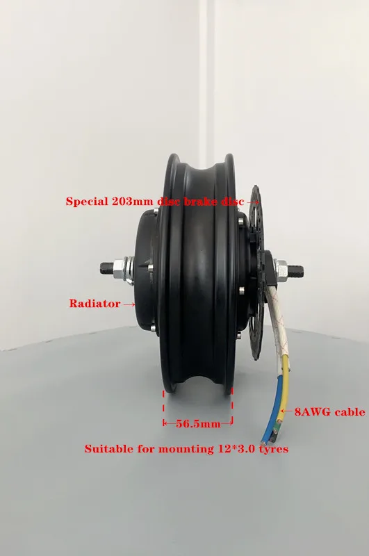 The Latest Version Of The 60-120V80-150KM Wide Tire Motor With Cooling Cover For 12-inch Electric Vehicle Modification