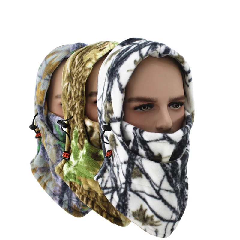 

Winter Outdoor Cap For Men Printed Balaclava Camouflage Multifunctional Drawstring Spring Fleece Women Windproof Mask