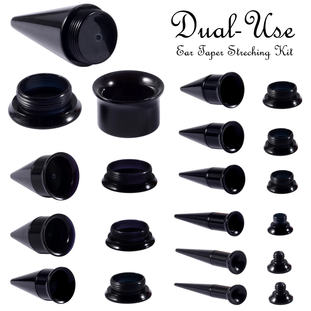 CHUANCI 1 Pair 316L Surgical Steel/Acrylic Ear Taper Tunnel Gauge Kit 2 in 1 Ear Expander Stretching Kit Body Piercing Jewelry