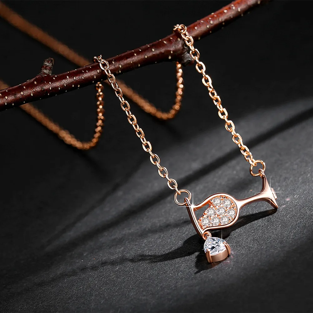 Drop Crystal Zircon Wine Glass Pendant Necklaces for Women Dropshipping Wholesale