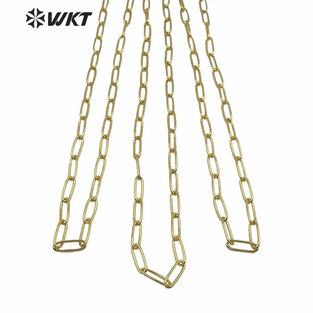 

WT-N1224 Popular Chain Necklace Brass With Gold Electroplated Woman Fashion Metal Link 18 Inch Adjustable Size For Party Gift
