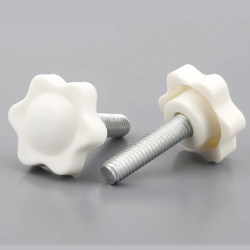 Plum Star-shaped Plastic Head Thread,Handle Thumb Screw Tightening Wood Screw Knob Locking Parts M4 M5 M6 M8 M10 White Yellow - Image 2