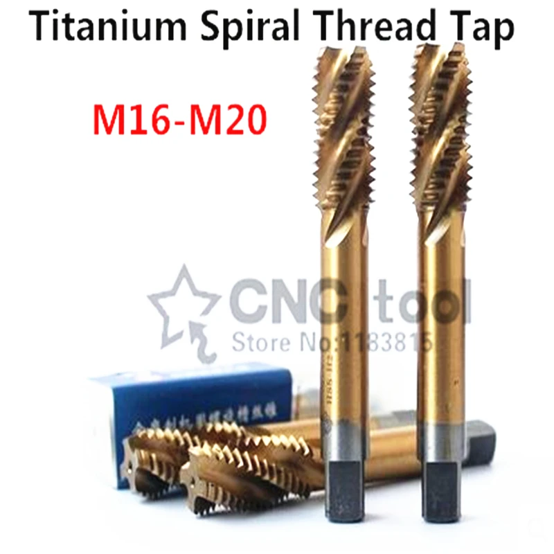 New 1PCS M16/M16*1.5/M18/M18*1.5/M20 yellow coated high speed steel machine taps spiral groove machine tap,Spiral Thread Tap