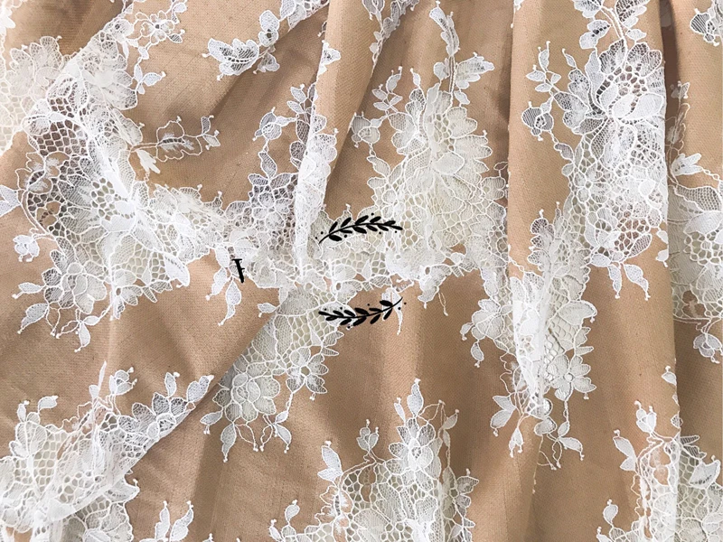 GLace 1pcs/lot 3colour high quality thin cotton eyelash lace fabric for women dress skirt accessories TX1427