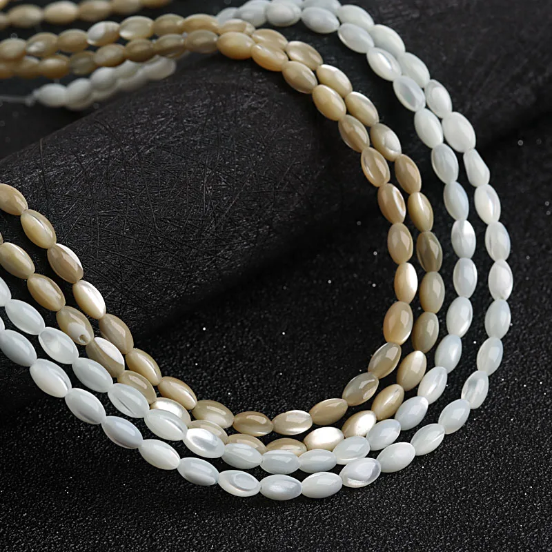 Natural Stone White Rice shape Beads For White Shell Stone Beads Jewelry DIY Making Bracelet Necklace 15\'\' 4*7mm Beadtales