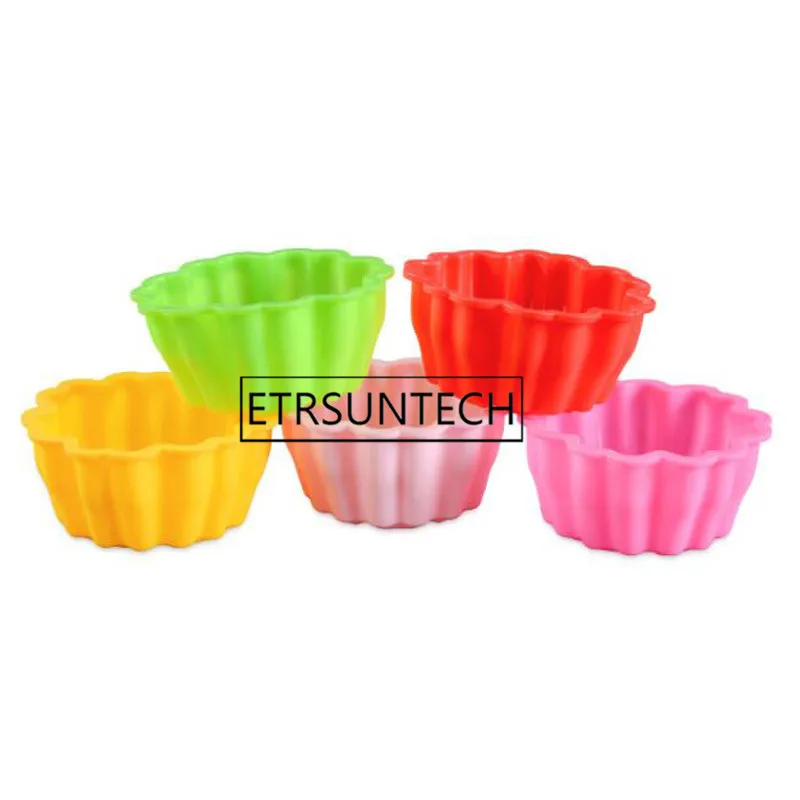 100pcs Flower Cake Mold Pudding Food Grade Silicone Cake Mold Cupcake Baking Mould Bakeware