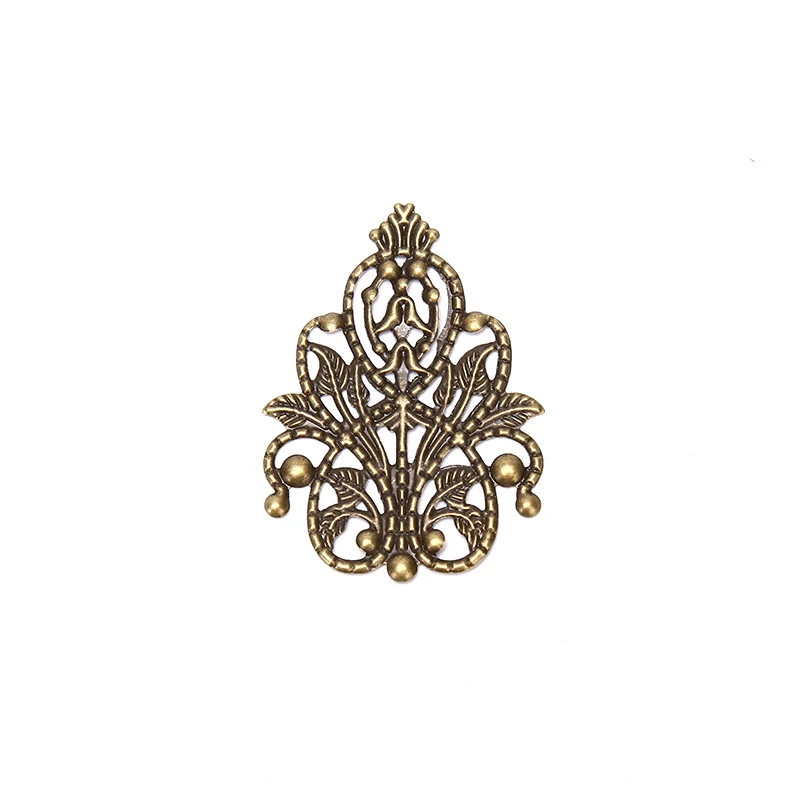 20pcs/set  35mm Filigree Crafts Hollow Embellishments Findings Jewelry Accessories Bronze Tone Ornaments