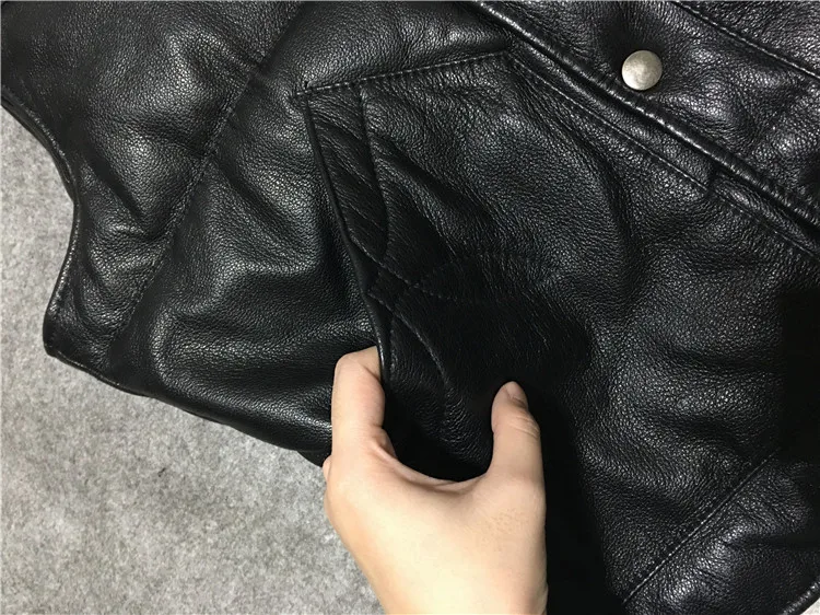 Japan style 2023 winter fashion men genuine sheepskin leather duck down vest coat male jacket clothes sleeveless black xxxl 3xl