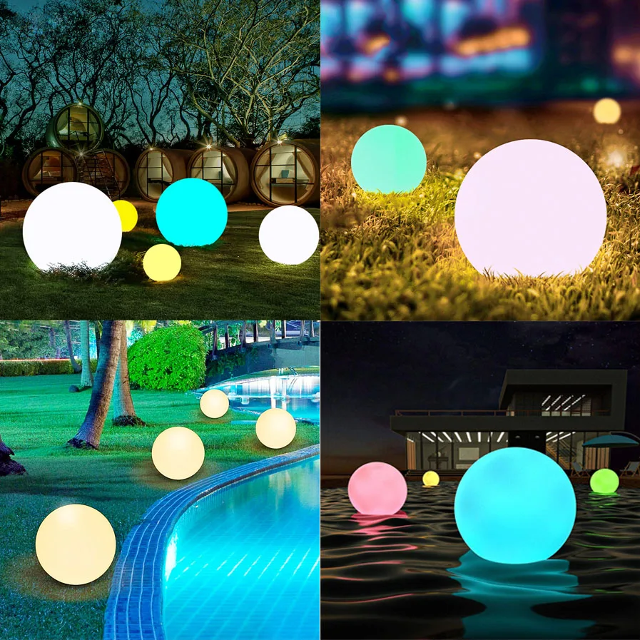 Waterproof LED Garden Ball Light Outdoor Lawn Lamps Rechargeable Christmas Party RGB Landscape Swimming Pool Floating Lights