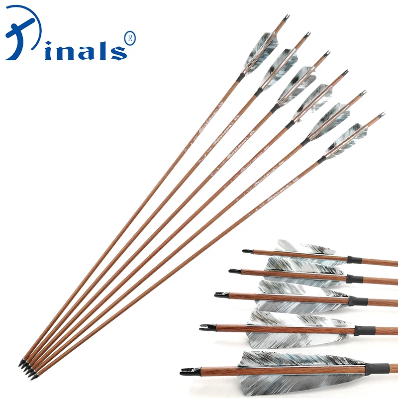 Imagem -04 - Pinais Archery Espinha 400 500 600 Setas de Carbono de Madeira da Pele Eixos Peru Palhetas 100gr Pontos Composto Recurvo Arco Caça