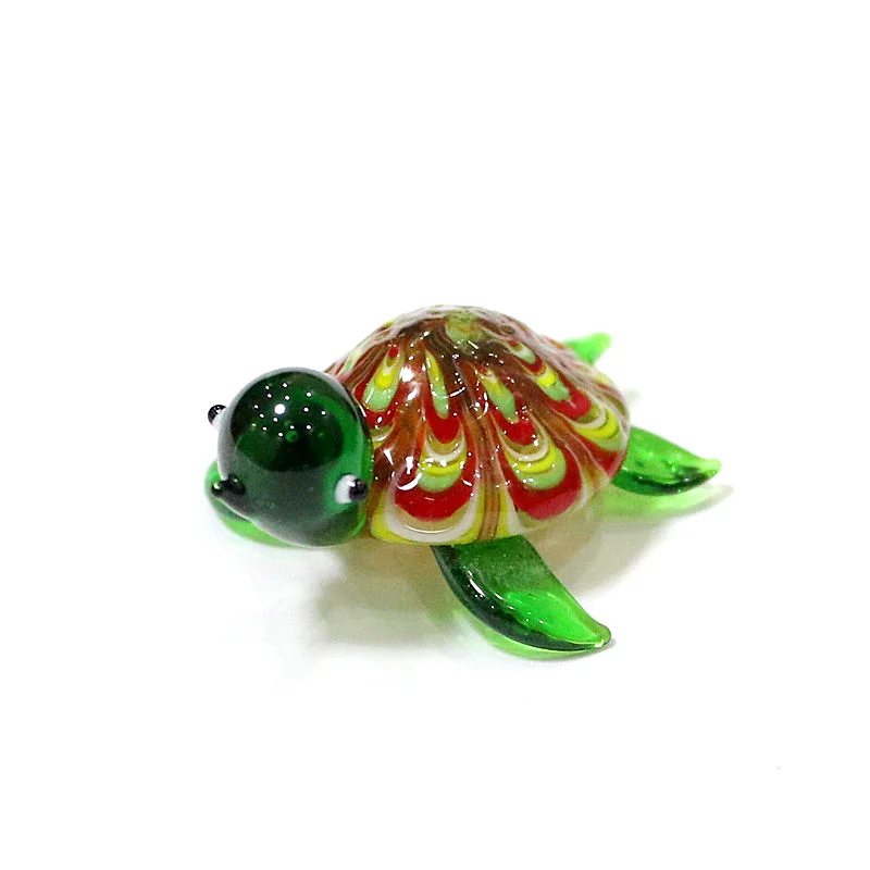 Custom Cute Glass Turtle Miniature Figurine Japan Style Cartoon Sea Animal Ornaments Aquarium Fish Tank Kawaii Decor Accessories