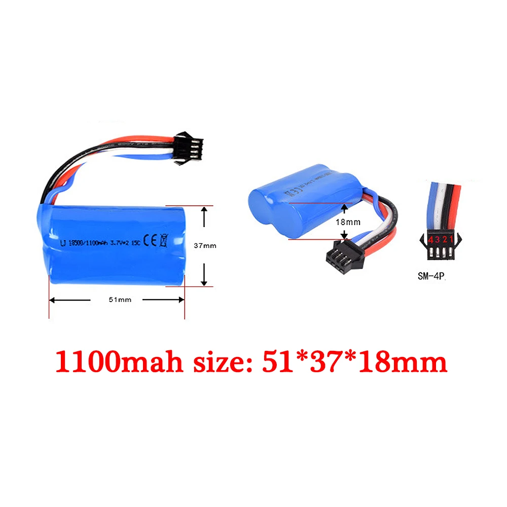 7.4V 600Mah / 1100MAH bateria SM-4P Plus dla UDI001 UDI002 UDI902 961 962 2.4G RC wyścigi łodzi łódź motorowa 18500 18350 baterie