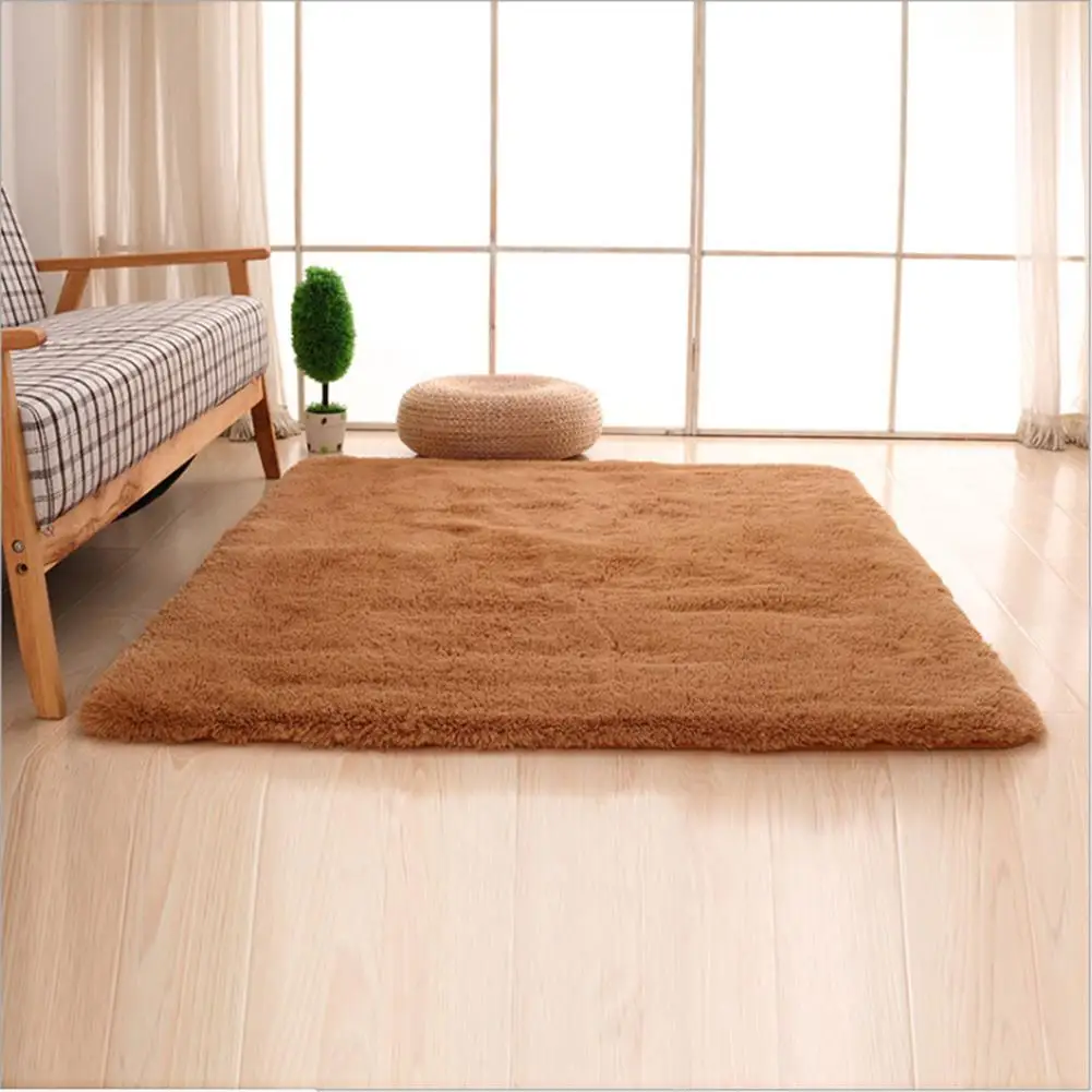 พรมกำมะหยี่ hiasan kamar ใช้สอยพรมขนปุยหนาพรมห้องนอนกันลื่นพื้นนุ่มพรมเลานจ์พื้นขนาดใหญ่ที่เป็นของแข็ง