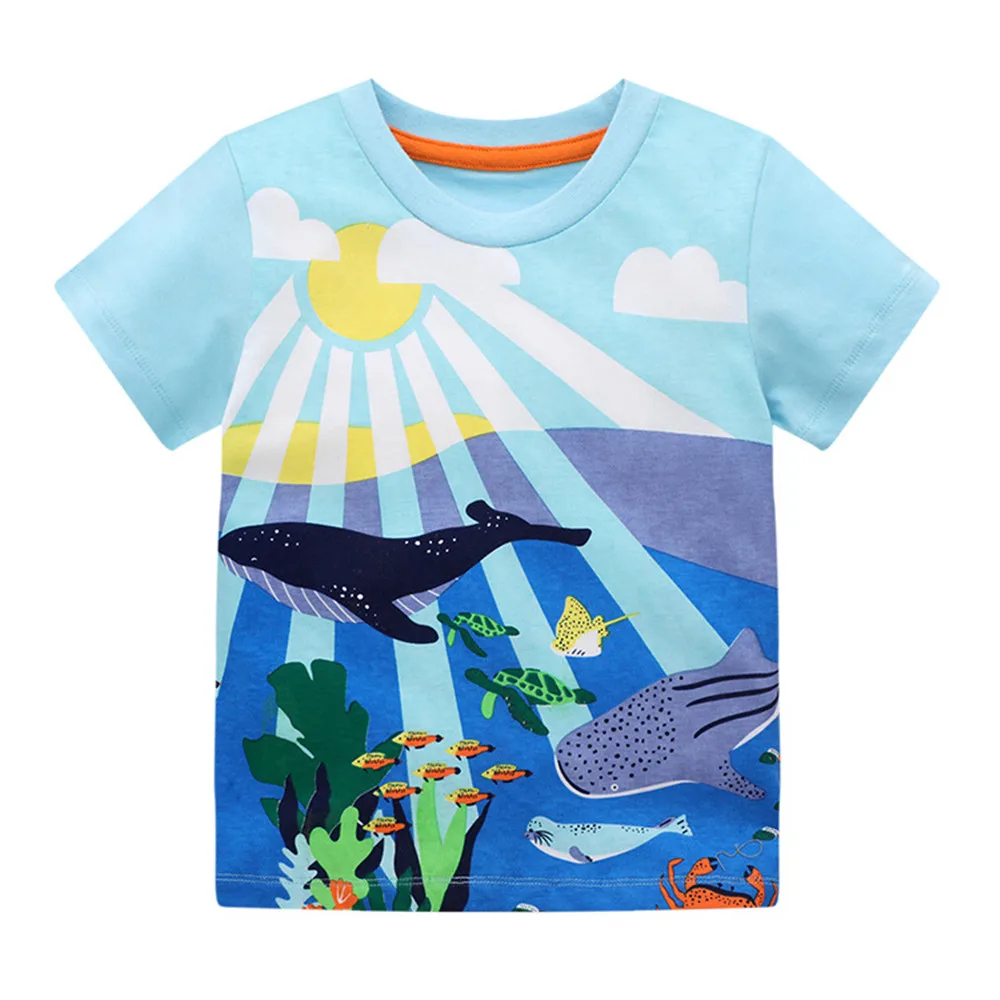 

Jumping Meters New Arrival Sea Aniamls Print Boys Girls T shirts Cotton Children's Tees Summer Kids Girls Casual Baby Tops