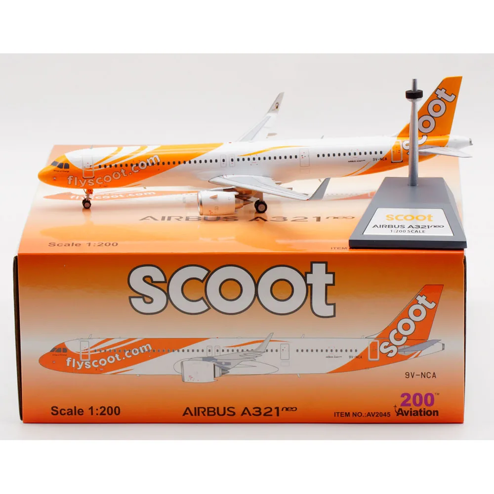 1:200 Alloy Collectible Plane Gift Aviation AV2045 Scoot Airlines Airbus A321NEO Diecast Aircraft Jet Model 9V-TCA With Stand