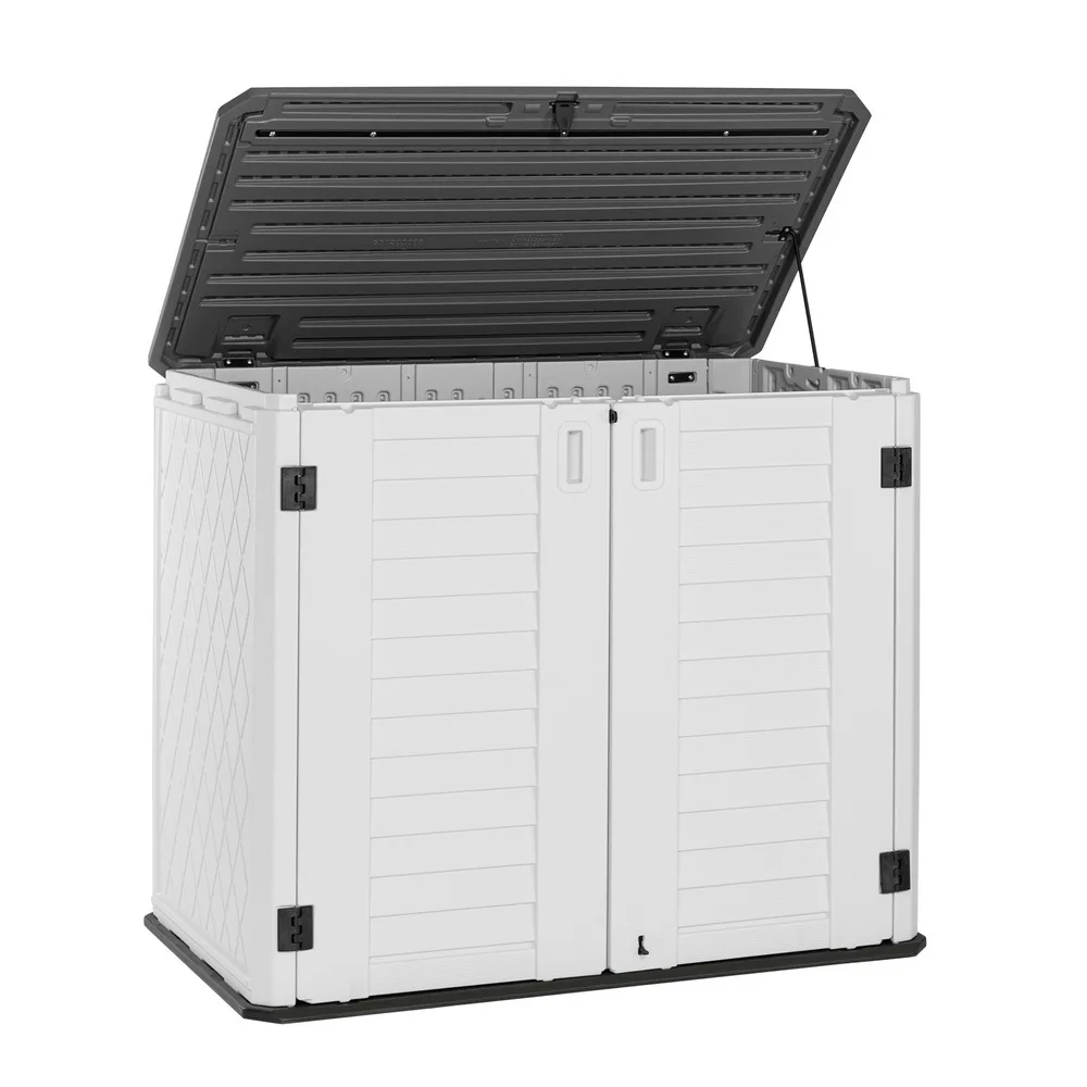 125x73x104CM Courtyard Storage Box Storage Shed Storage Cabinet HDPE Plastic White[US-Stock]