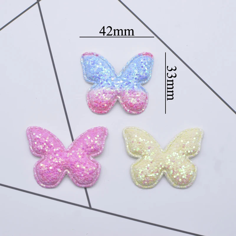 16 Pz 42*33mm Imbottito Glitter Tessuto Applique Farfalla Toppe e Stemmi per Vestiti FAI DA TE Copricapi Fermagli Per Capelli Arco Accessori Decor