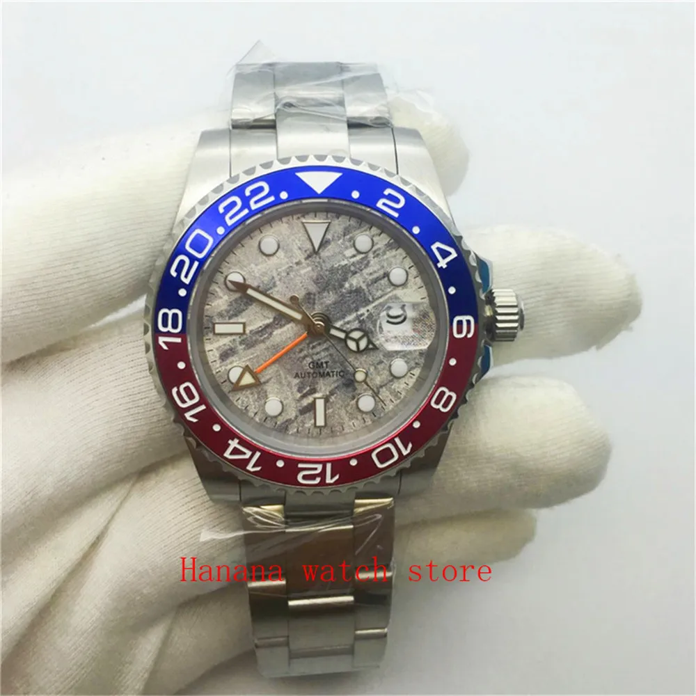 Bliger 40mm Japan NH34GMT Automatic mechanical watch Luminous dial sapphire glass ceramic ring with stylish men's watch