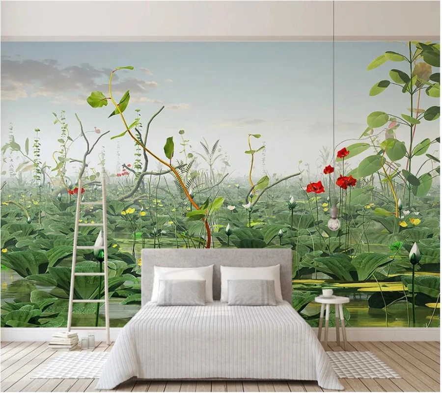 Custom wallpaper 3d mural papel de parede modern minimalist hand painted watercolor plant leaves Nordic TV background wall paper