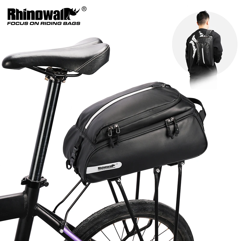 

Rhinowalk Bike Pannier Bag Big Capacity Waterproof Back Rack Rear Seat Bag Cycling Luggage With Rain Cover Portable Carrier Bag