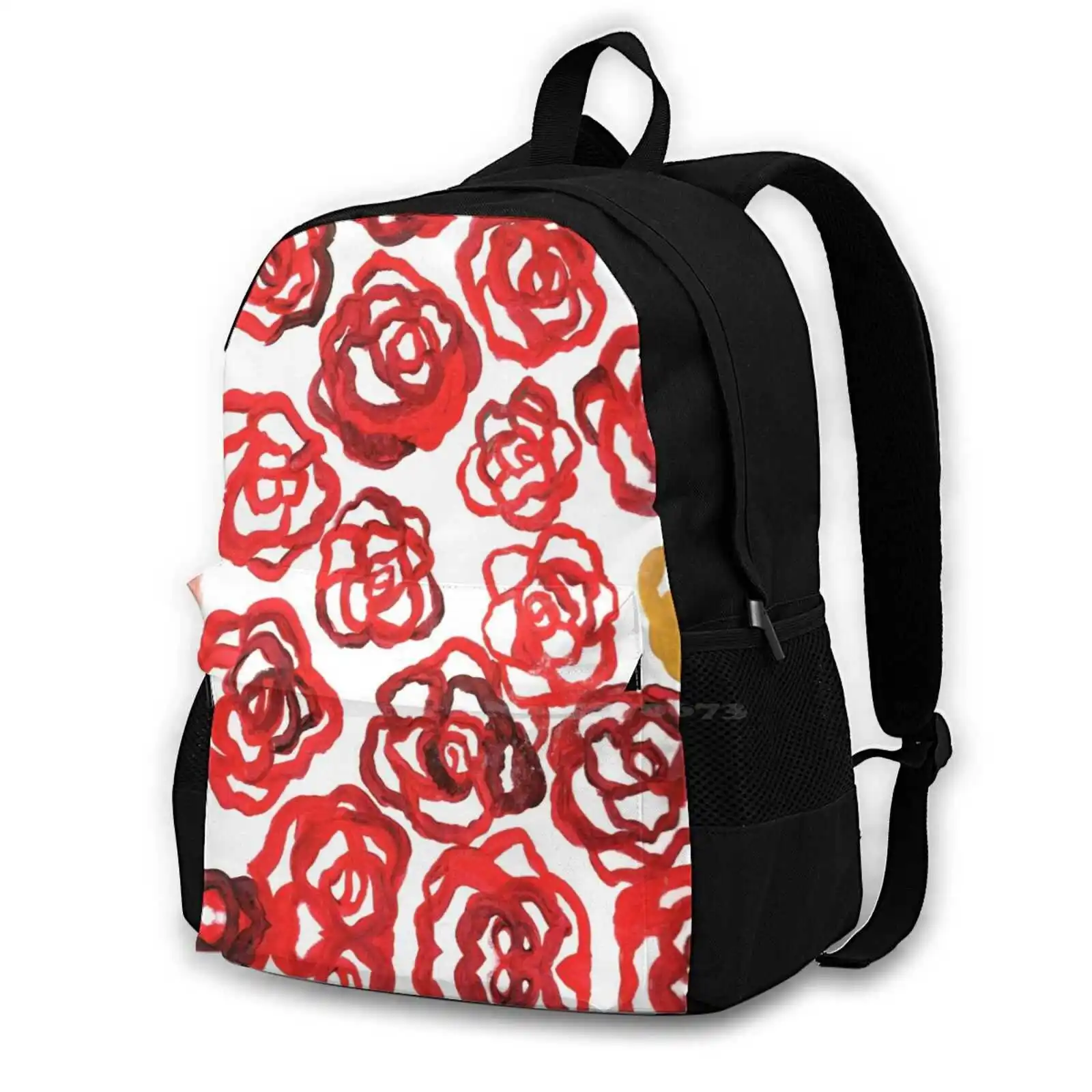 Field Of Roses Hot Sale Schoolbag Backpack Fashion Bags Romance Roses Flowers Floral Red Rose Ruby Red Bold Brave Aurora