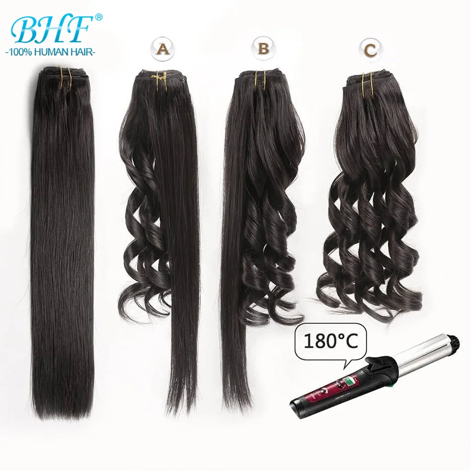 BHF Blonde Clip in Human Hair Extensions Double Weft 100% Remy European Straight Natural Clip ins Hairpiece