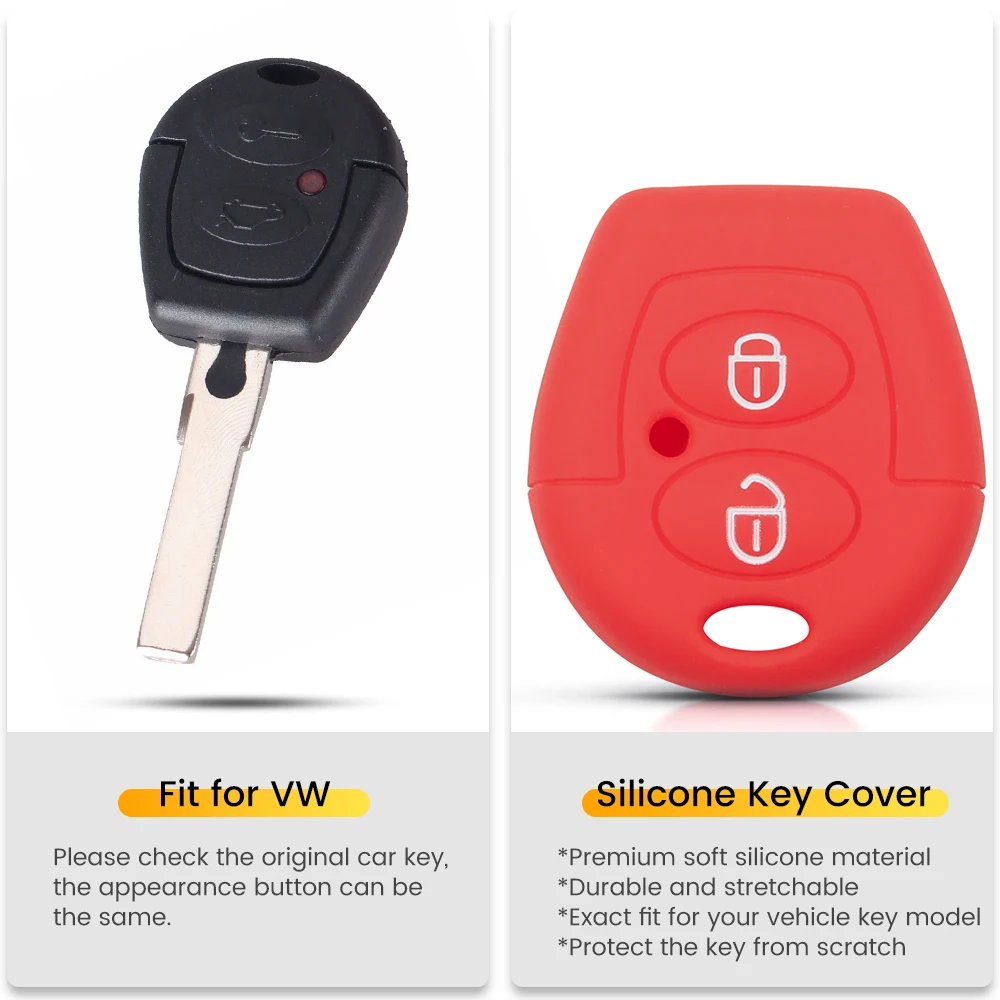 KEYYOU 2 Buttons Remote Car Silicone Key Case Protect For VW Polo Golf Passat Bora Jetta Sharan Skoda Octavia Seat Leon Ibiza