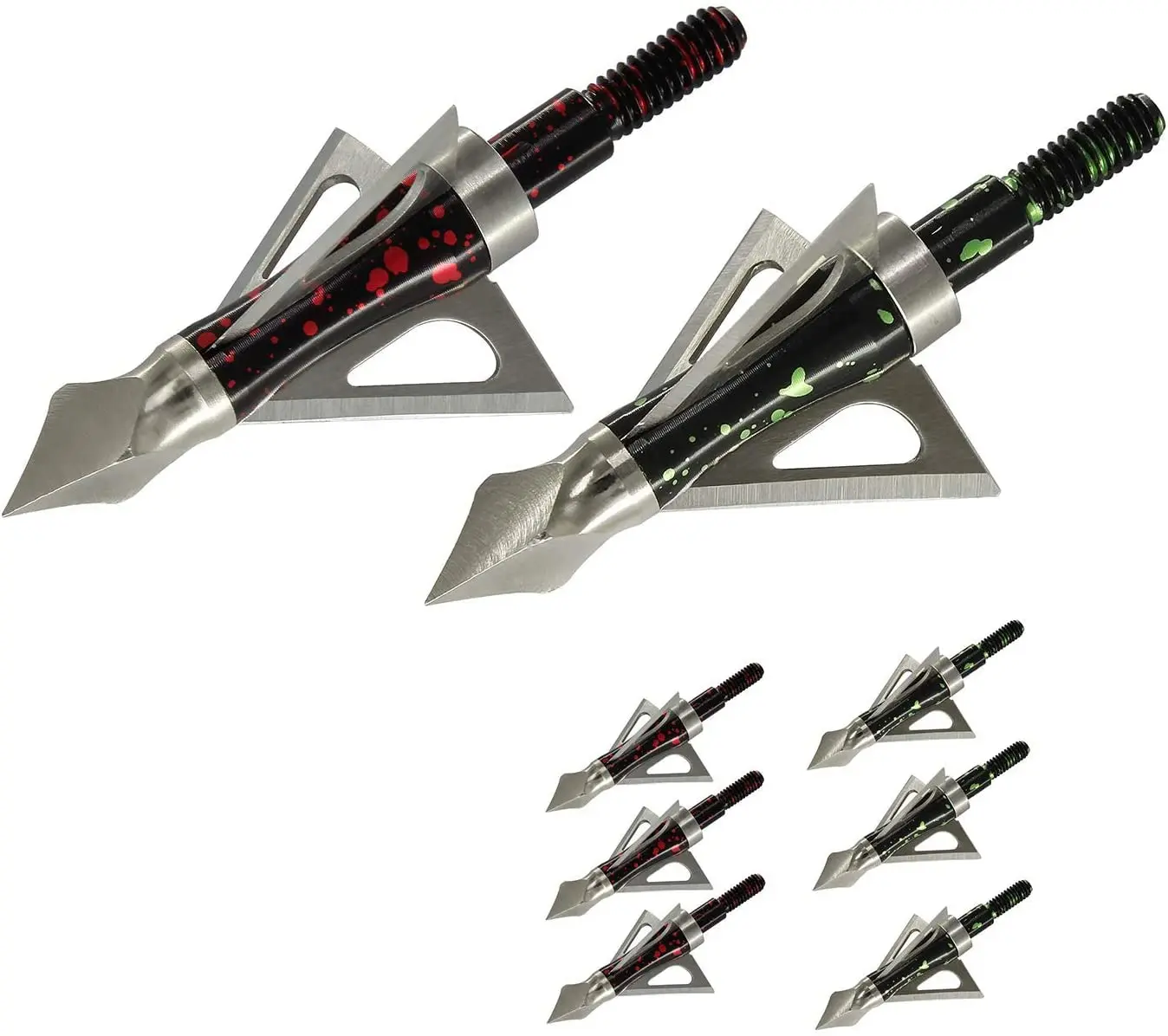 Wisdom Hunting  Broadheads 100 Grains Tips are Suitable for Most The Archery, Arrow Heads 6 PK Camouflage Red and Green Color