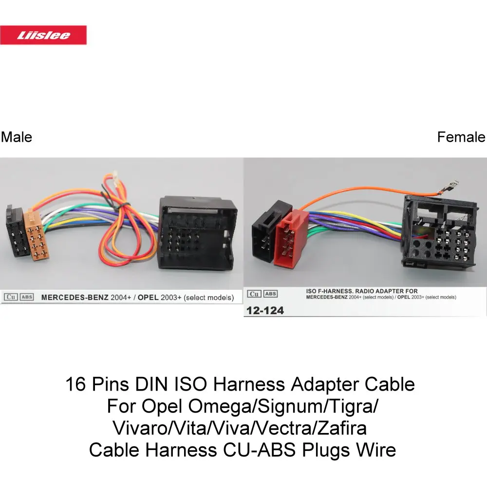 

16 Pins DIN ISO Harness Adapter Cable For Opel Omega/Signum/Tigra/Vivaro/Vita/Viva/Vectra/Zafira Cable Harness CU-ABS Plugs Wire