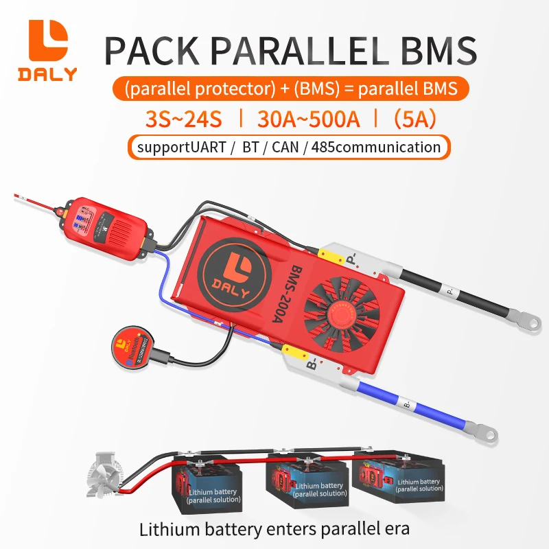 Daly smart bms balance board LiFePO4 12V 24V 48V 4S 8s 10s 12s 13s 16s 20s 24s Li-ion 60A 80A use in 5A parallel CANBUS