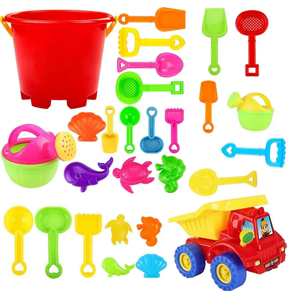 Ensemble de jouets de plage pour enfants, château de plage, jouets d'eau de sable, jouets de salle de bain pour tout-petits, chariot de jeu d'eau de sable en plein air, 14 pièces