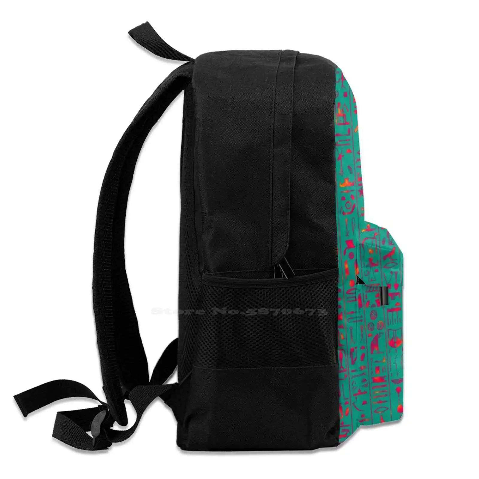 Hieroglyphics Hot 3d Print Design Backpack Casual Bag Egypt Egyptian Hieroglyphic Hieroglyphics Ancient Vintage Old Carving image 5