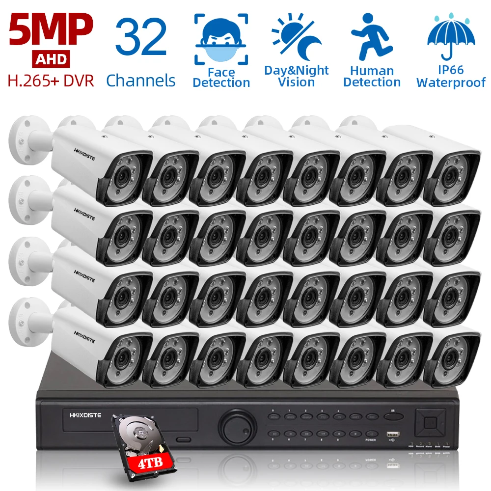 Imagem -01 - Outdoor Impermeável Cctv Security Câmera System Xmeye App Face Motion Detection Kit Dvr hd H.265 16ch 24ch 32ch 5.0mp 5mp outdoor impermeavel cctv security camera system xmeye app face motion detection kit dvr hd h265 16ch 24ch 32ch 50mp 5mp 01