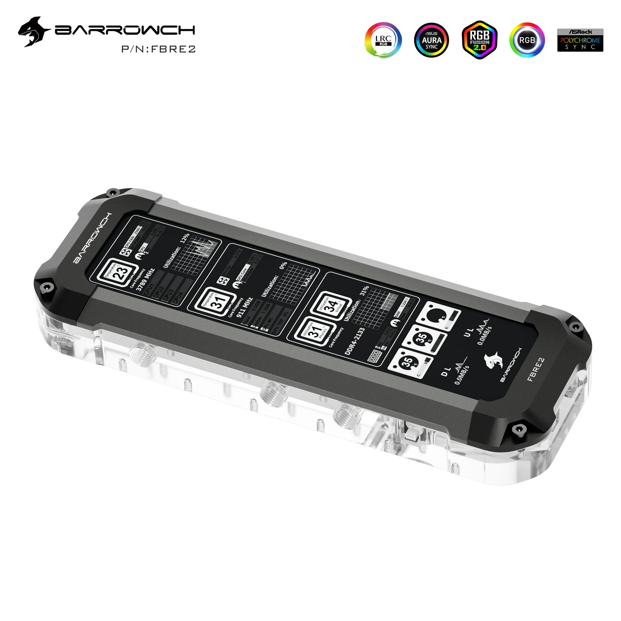 

Barrowch Expanded Display Computer Split Water Cooling Build Reservoir With 8.8 INCH DIsplay Screen,DIY ARGB Liquid Build Water