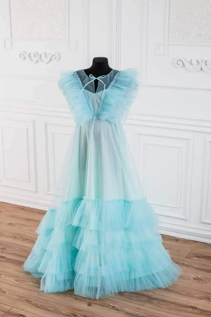 Vestidos De maternidad De tul para sesión De fotos, ropa De lujo para fiesta De noche, con cuello en V, para Baby Showers