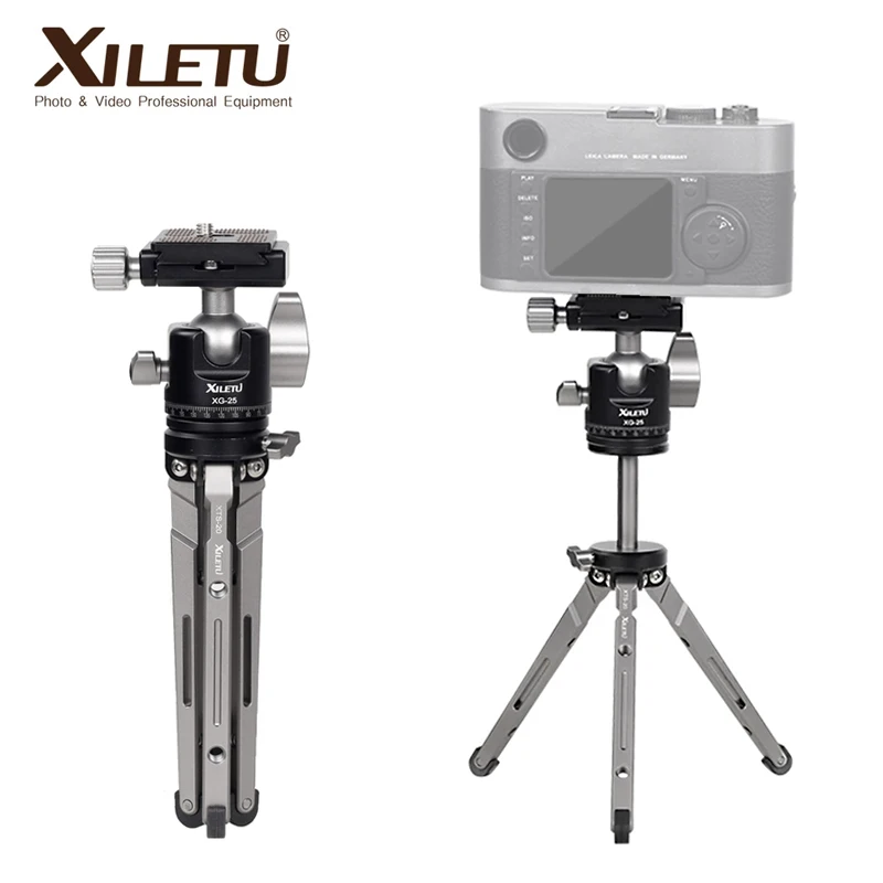 XILETU XTS20/XG25 Lightweight Desktop Tripod Mini Extension Rod Tripod Holder Ball Head for GoPro DSLR Mirrorless Cameras