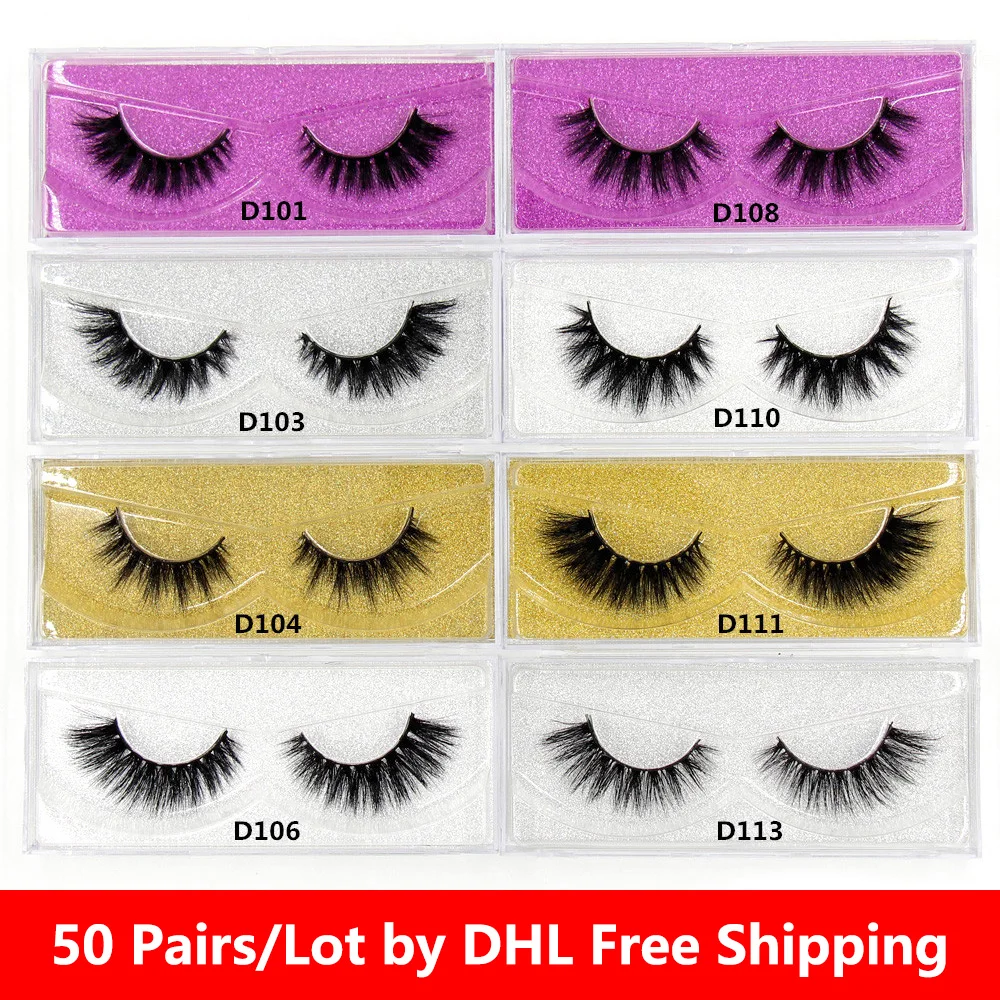 Wholesale 50 Pairs/Lot Eyelashes 3D Mink Lashes Fluffy Fake Eyelashes Natural Long Eye Lashes Cruelty Free False Eyelashes