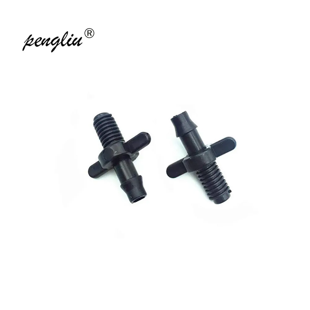 

100PCS 4/7mm Double Barbed Connector Double Ways 6mm Screw Thread PVC Pipe Micro irrigation flowers vegetables Drip Article