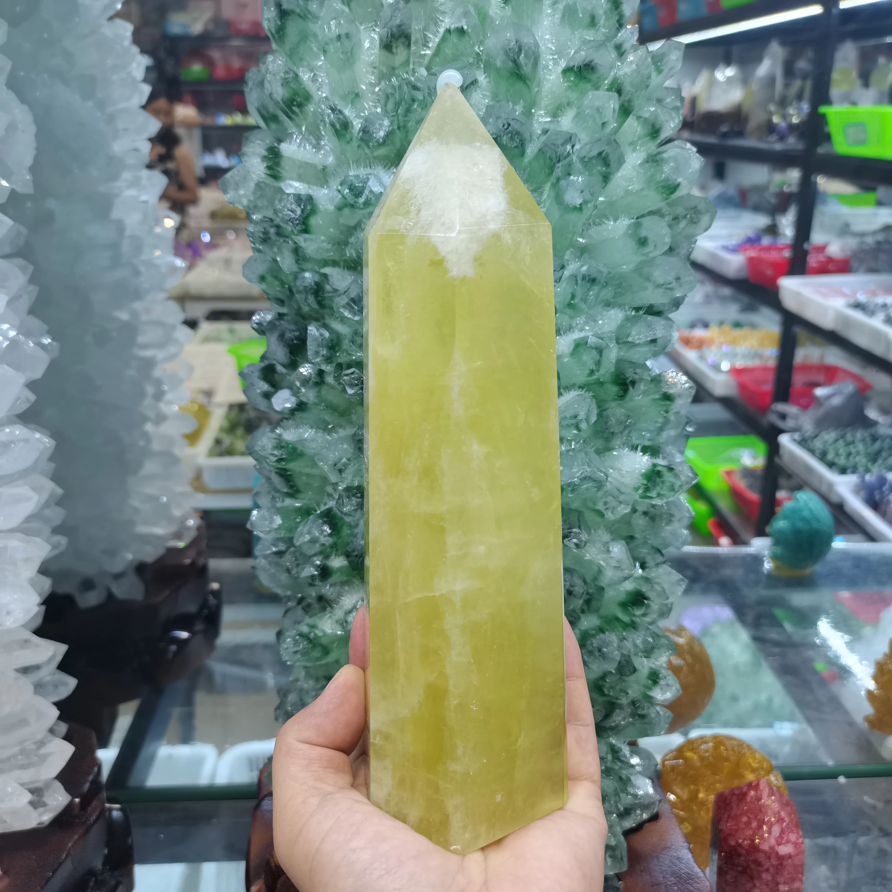 

Hot Sell Extra large Natural yellow citrine crystal quartz obelisk wand point for healing 1pcs